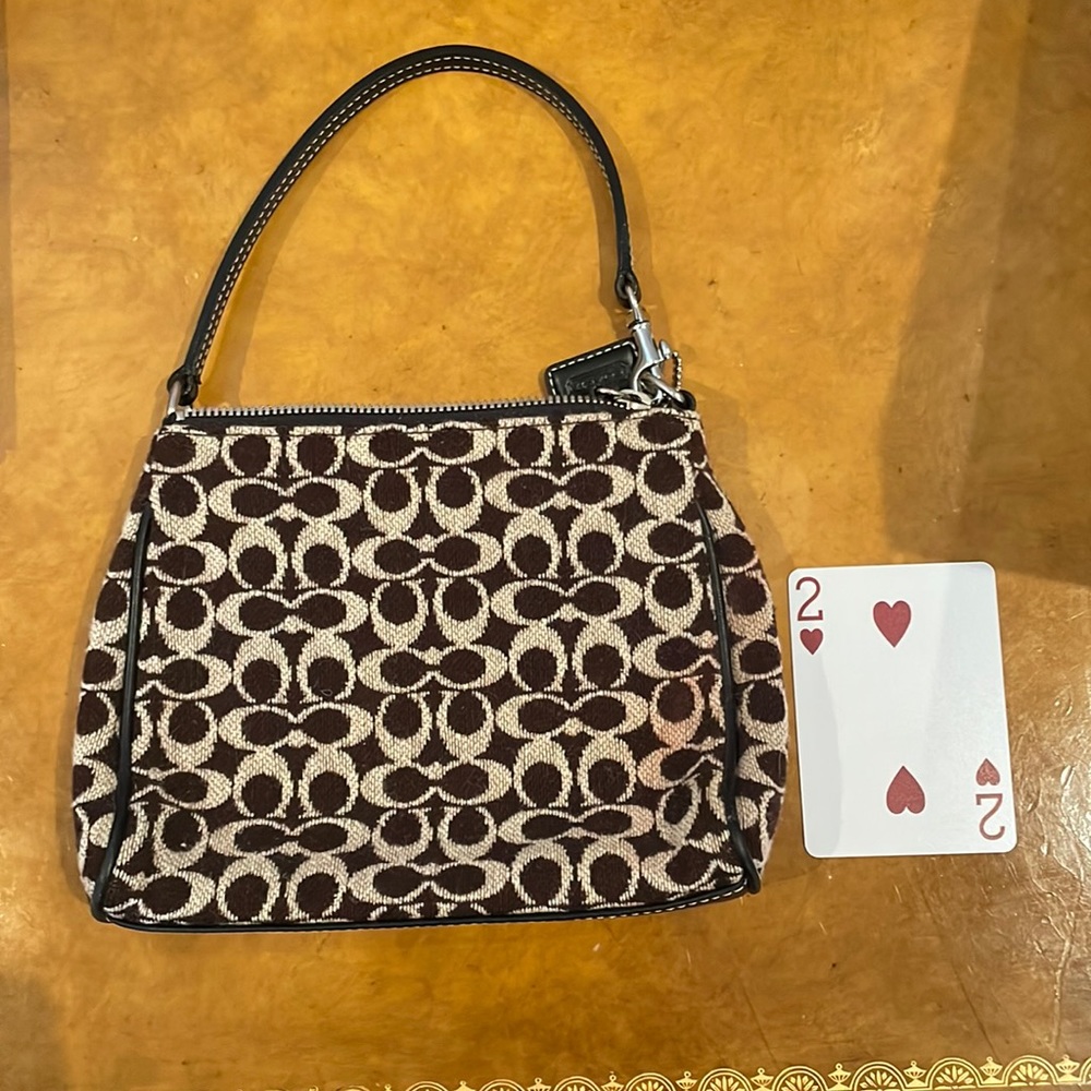 Coach Logo Mini Woven Wool Bag with Leather Strap